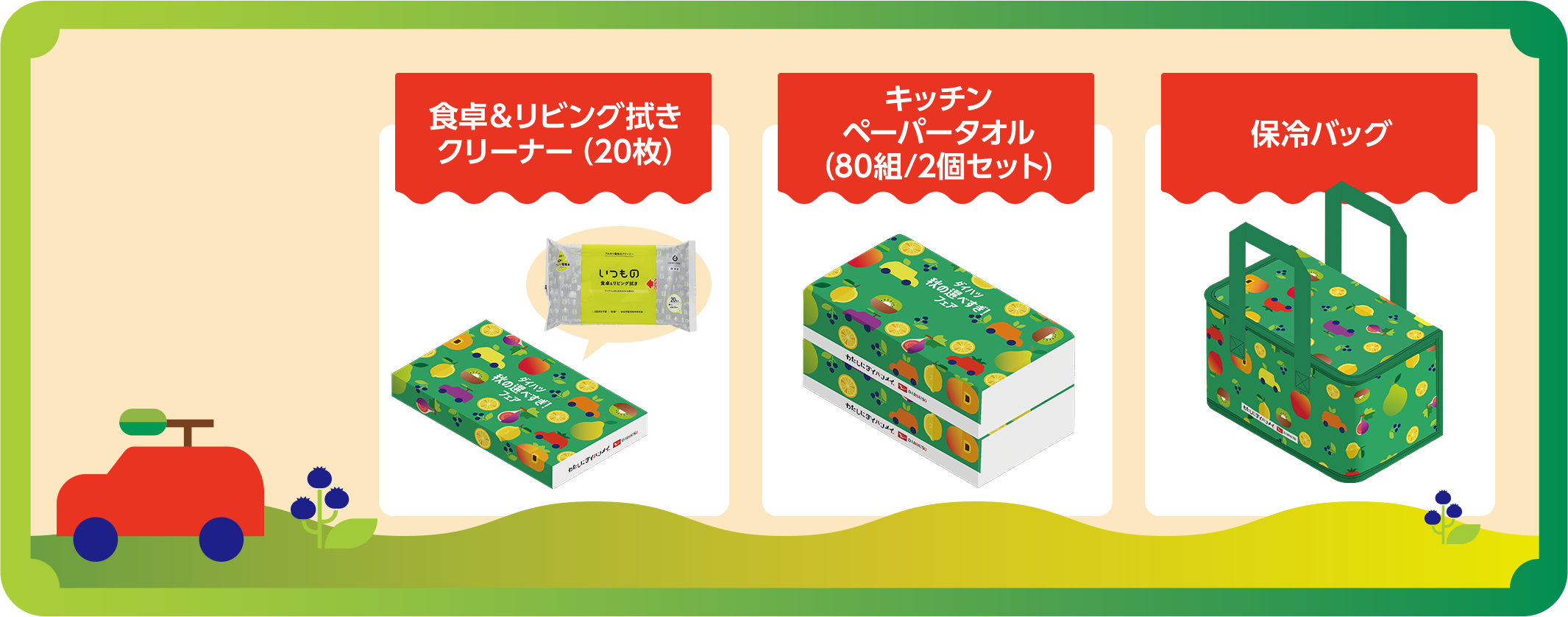食卓&リビング拭きクリーナー（20枚） キッチンペーパータオル（80組/2個セット） 保冷バッグ