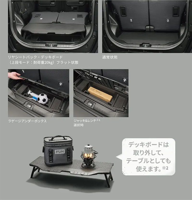 デッキボードは取り外してテーブルとしても使えます。